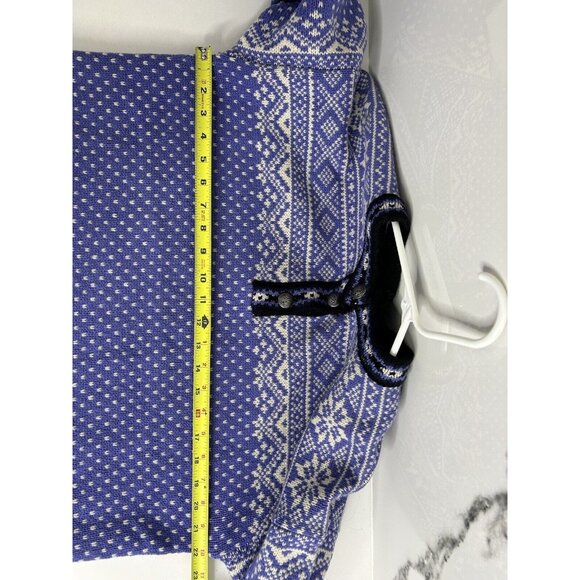 Vintage LL Bean Purple Nordic Lambswool Knit Embossed Button Sweater Size L EUC - Picture 9 of 10